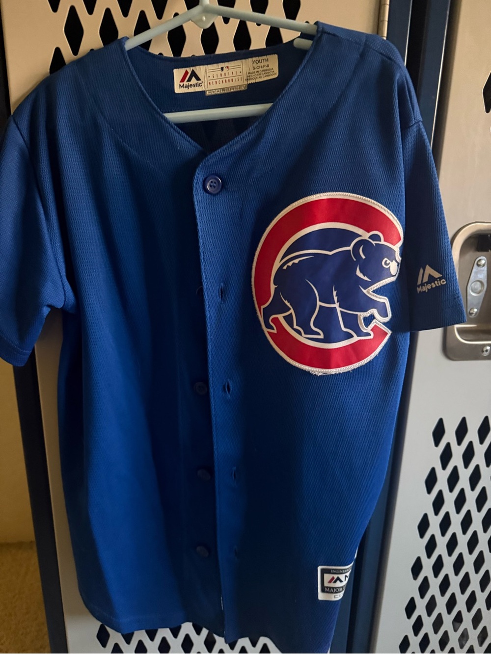Majestic Royal Blue Chicago Cubs Youth Button-Front Jersey with Red & White Logo